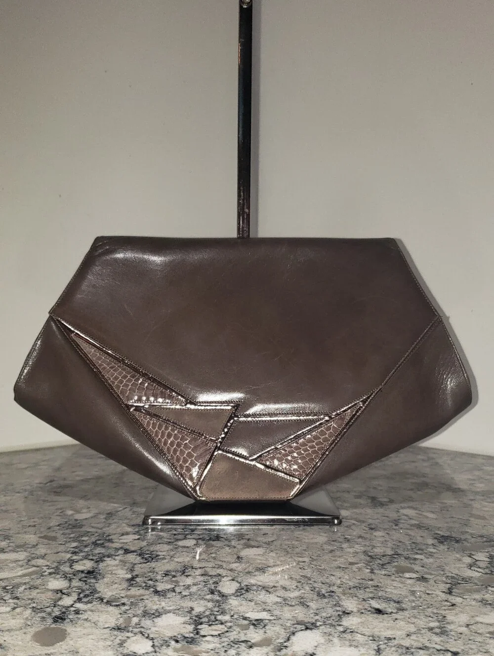 Bally Italy Vintage 1980s Structured Leather Shoulder Bag Clutch
